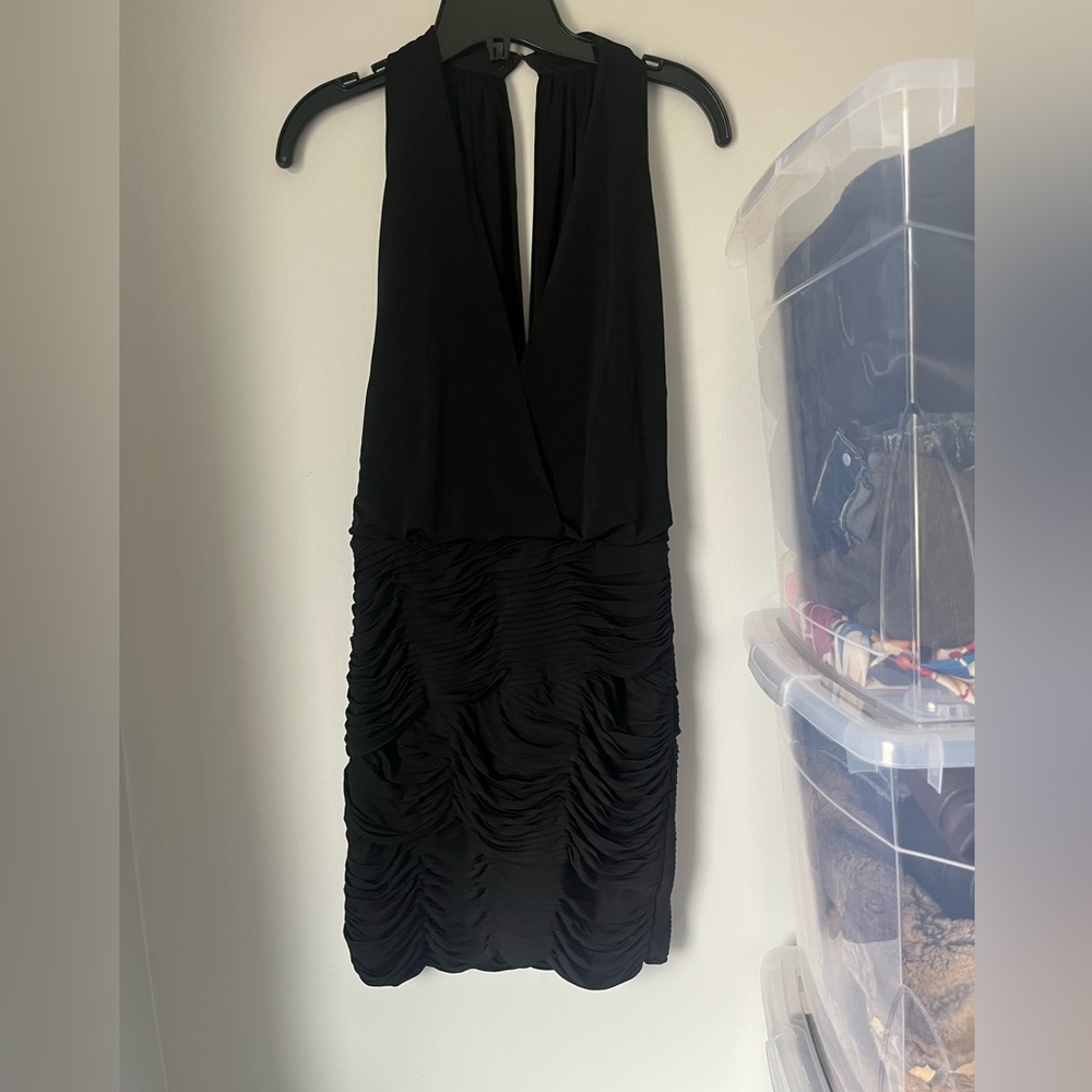 Black Sleeveless Halter Sheath Dress